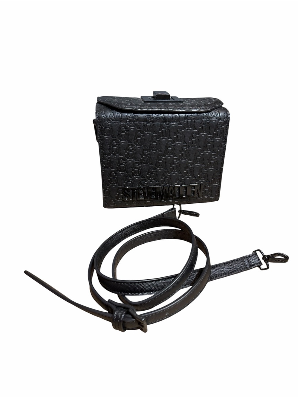 Steve Madden Black Square Purse with Adjustable Strap